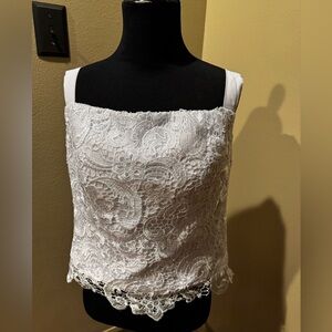 LanTing Bride White Lace Women's Top Medium